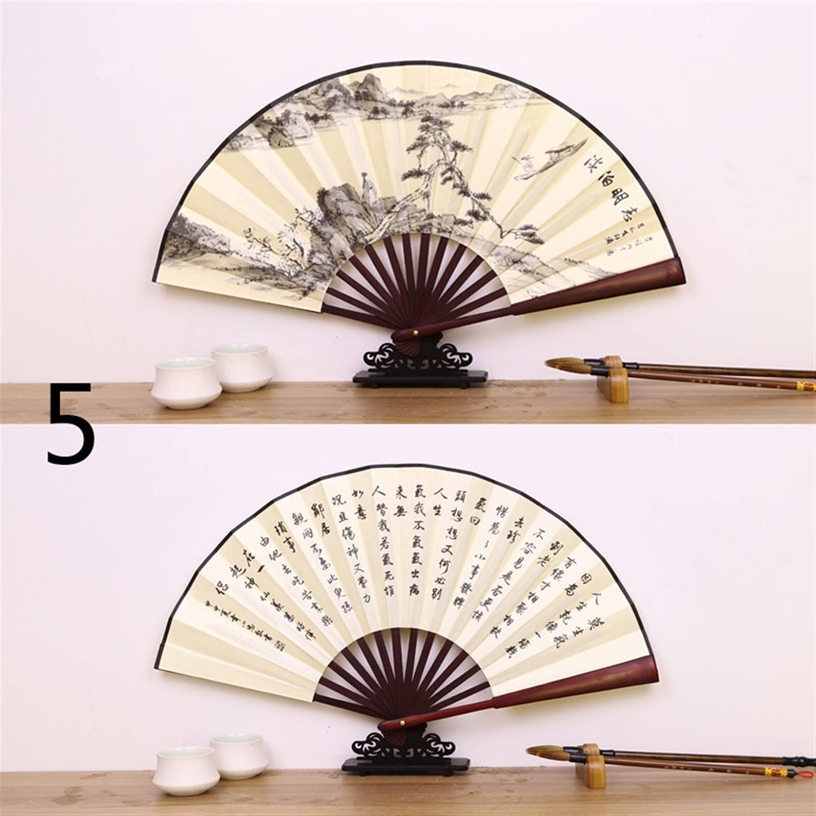 LKLNKVL folding fan, Folding Hand Fan - 1Pc Portable Retro Hand-held Chinese Style Decorative Handle Dancing for Wedding Photography Props(5)