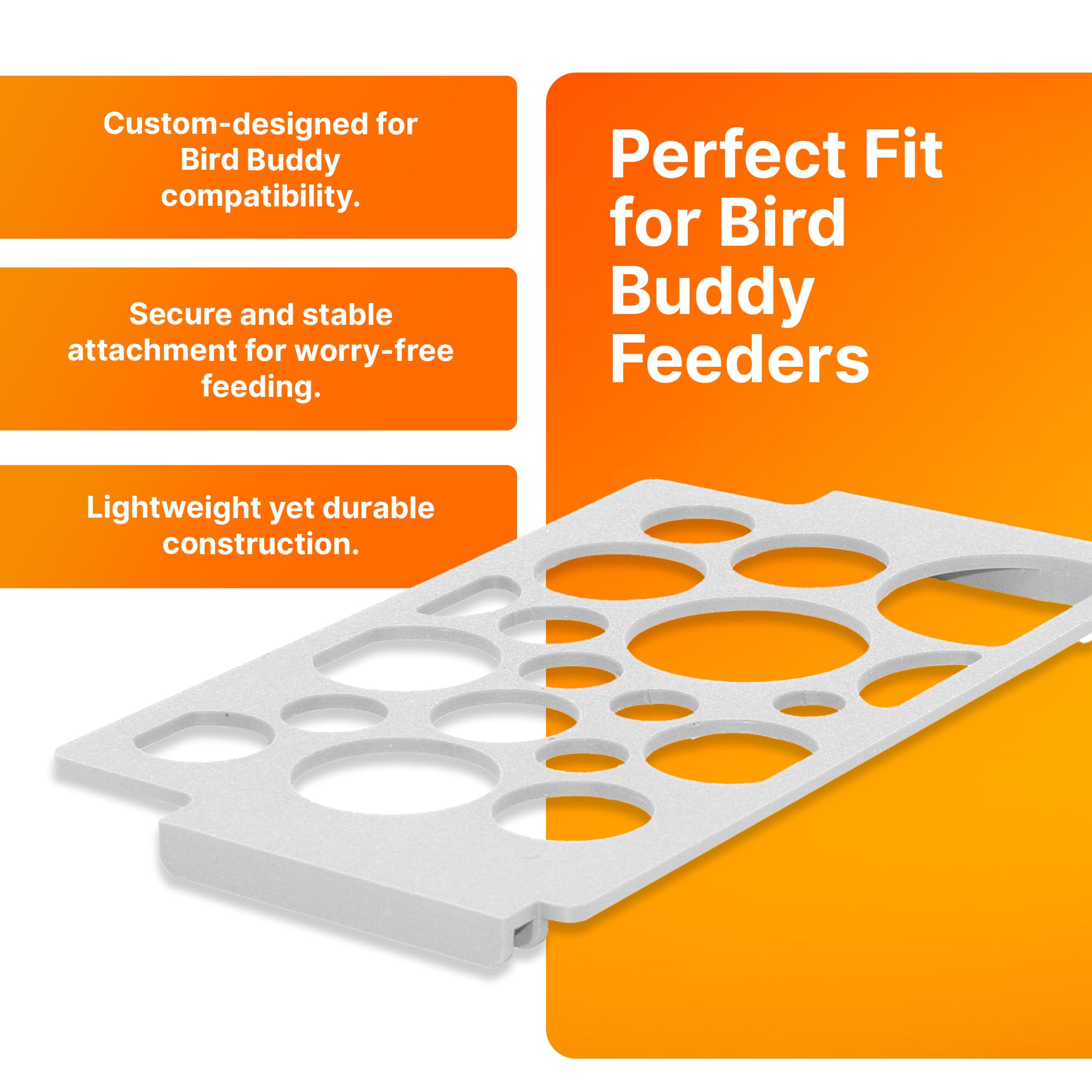 SplashNColor - Bandeja de alimentación compatible con BirdBuddy, percha para pájaros al aire libre para alimentar a múltiples pájaros, accesorios para pájaros, comederos duraderos y resistentes a la