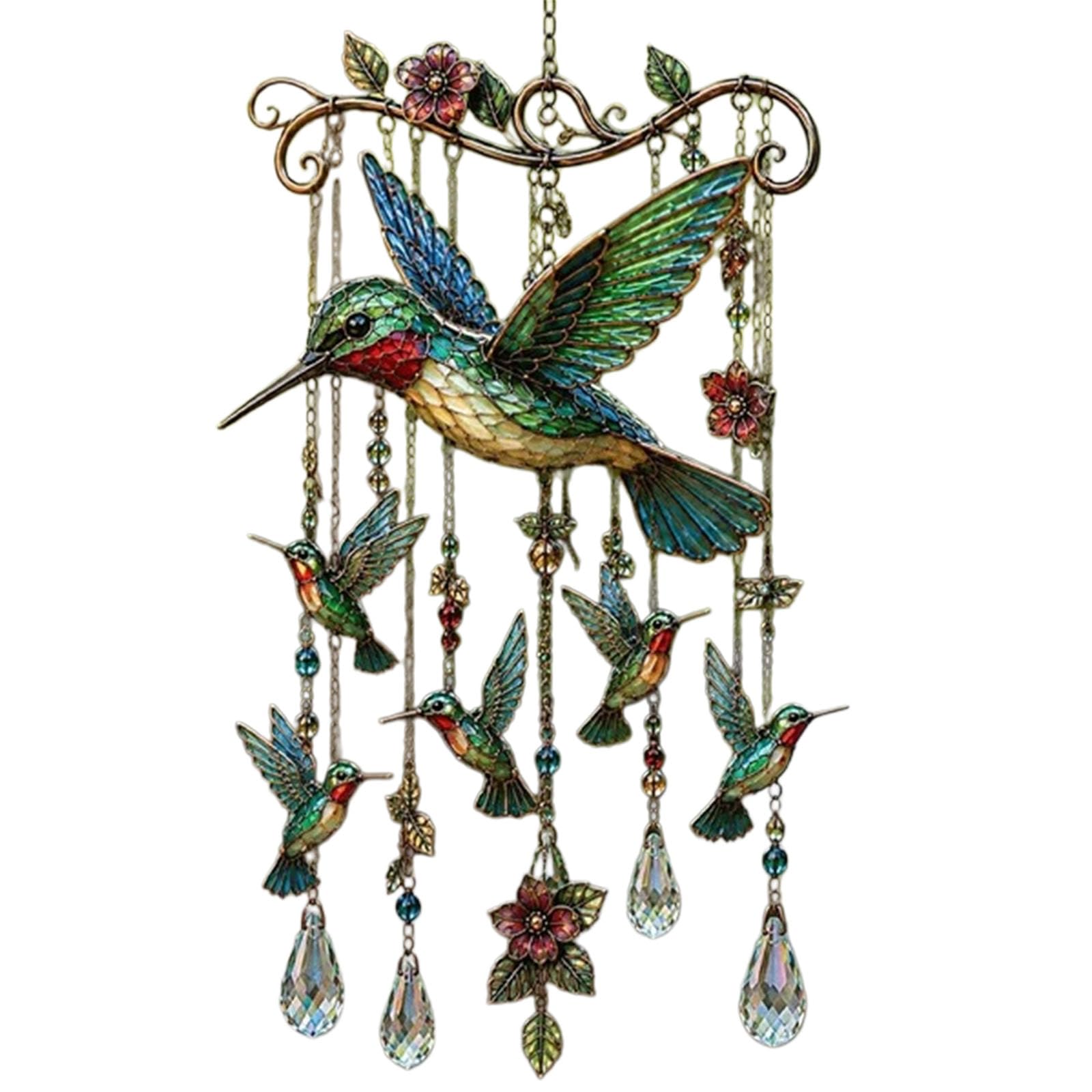 zoocco Hummingbird Wind Chimes for Outside Memorial Garden Gift (EE)