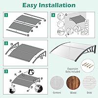Vista 24 de Tangkula 2 Pack 40" x 40" Window Awning, Modern Polycarbonate Overhead Door Awning with Hollow Sheet for Rain Snow Sunlight Protection, UPF 50+