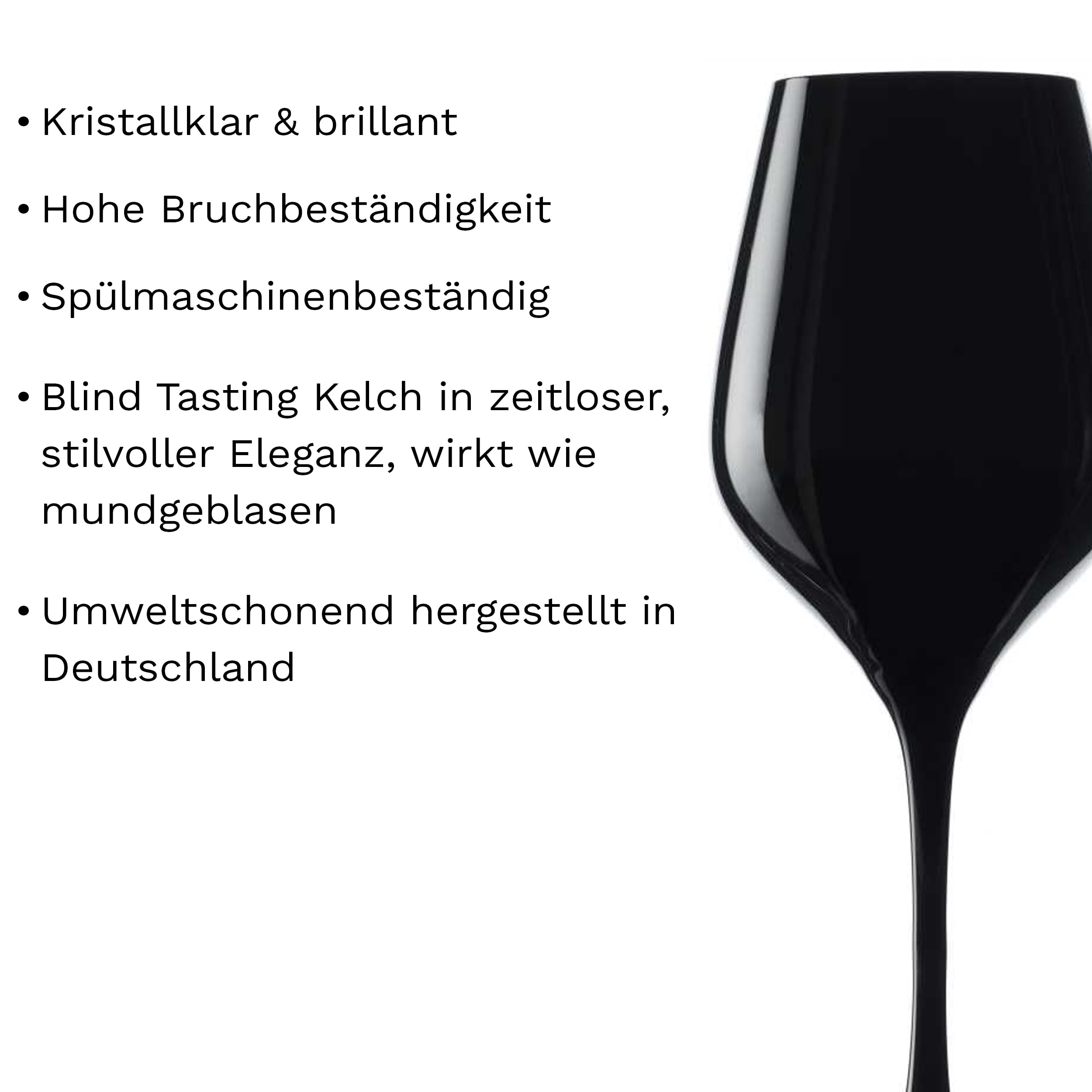 Stölzle Lausitz Blind Tasting Glas schwarz Exquisit 6er-Set 350 ml – Elegante Weingläser aus Kristallglas ideal für Weinverkostungen von Rotweinen & Weißweinen – Spülmaschinen- & Stoßfest