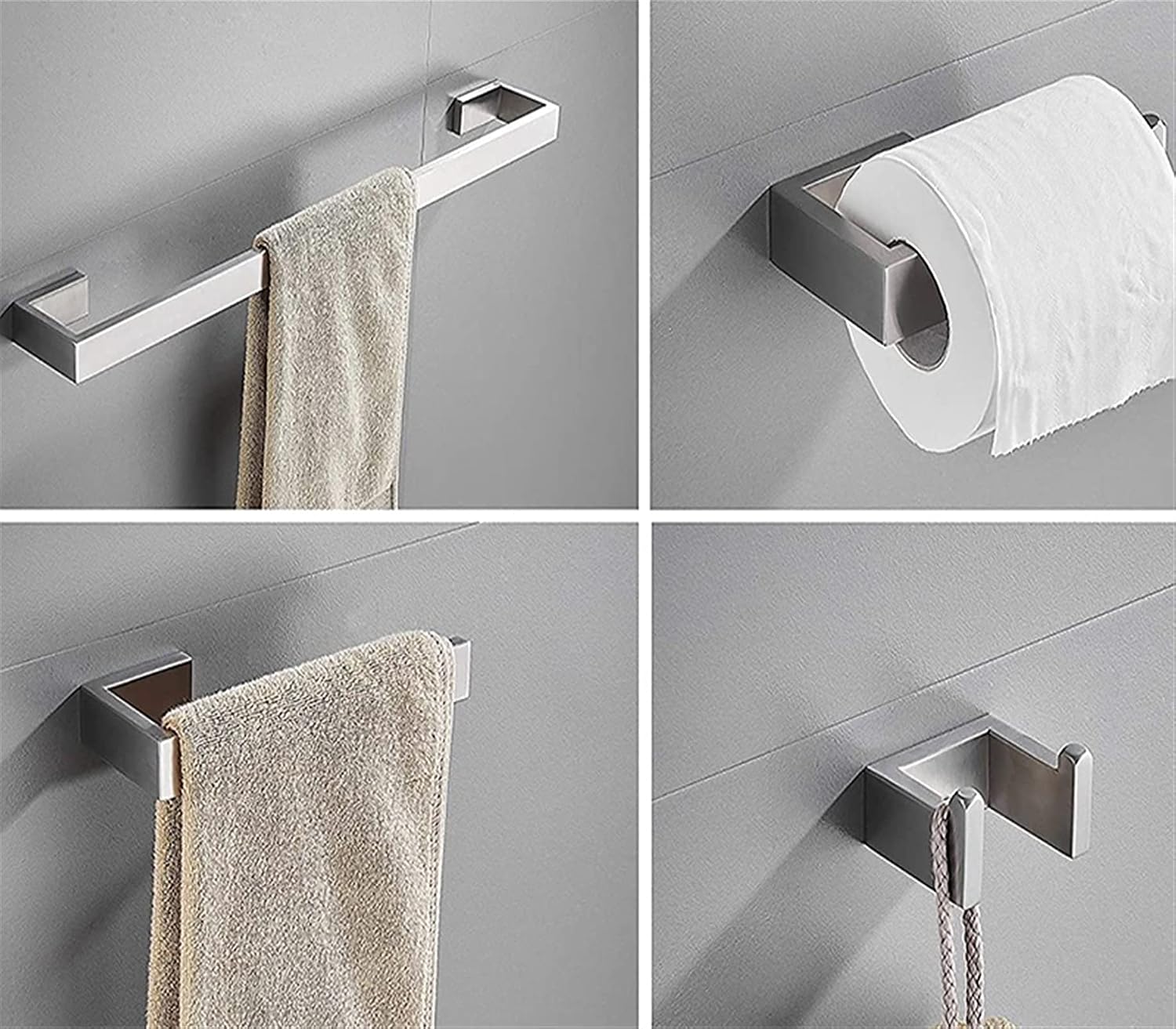 Handrail，Safety Anti Slip Shower Handle, Wall Mount Stainless Steel Hardware Brushed Bathroom Accessories Set Towel Bar Hooks Toilet Paper Roll Holder Assist Bath Handle/1 Set