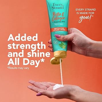 Every Strand Biotin and Collagen Styling Creme with Rosemary Mint, 8 Oz, Volumizing Hair Cream for Thin and Fine Hair, Adds Body ness with Long-Lasting Flexible Hold