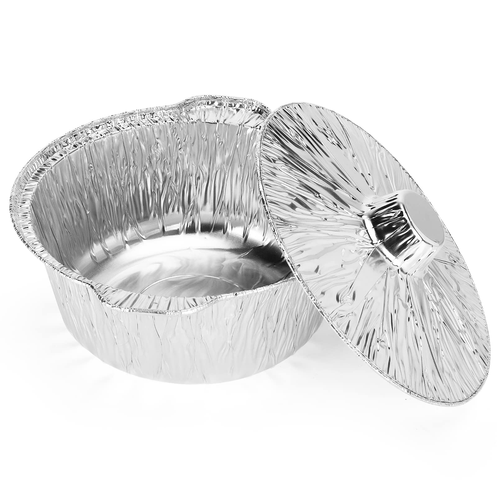 EYE4TECHS Aluminum Pot With Lids 4 Quart 2pcs - 3.8 Liter Disposable Heat Locking Cooking Containers - Freezer Air Fryer and Oven Safe - Recyclable Pot for Camping Vacation Trips (Kosher Certified)