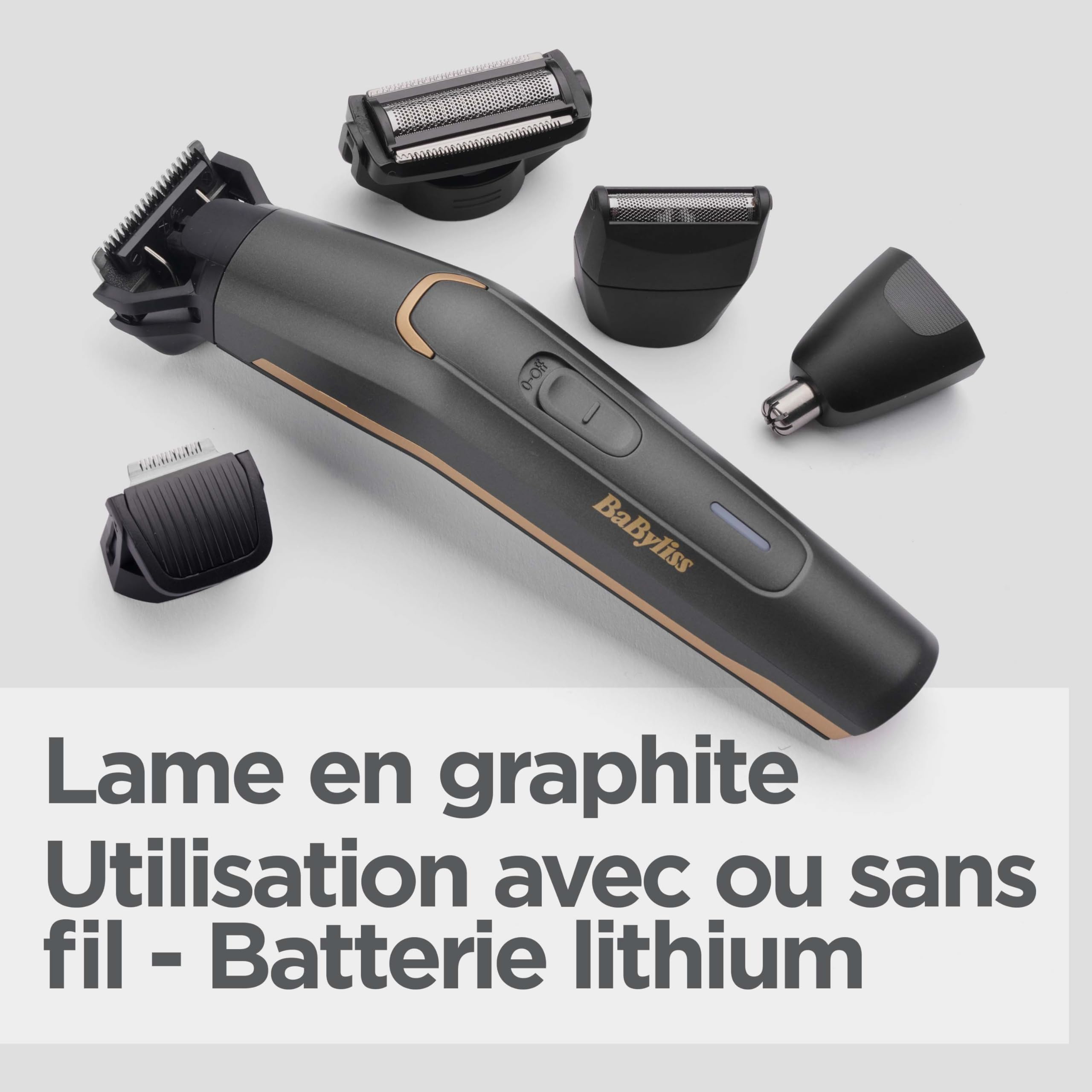 BaByliss - MT987E - Tondeuse multi-usages Graphite Precision 12 en 1- Sans fil - Lame en graphite ultra-durable - Waterproof - Pour entretenir visage et corps avec un seul appareil