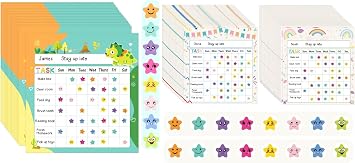 Reward Chart for Kids 140 Pack with Star Stickers 3 Designs Dinasaur Rainbow Flags