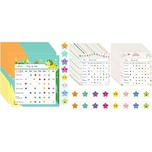 Reward Chart for Kids 140 Pack with Star Stickers 3 Designs Dinasaur Rainbow Flags