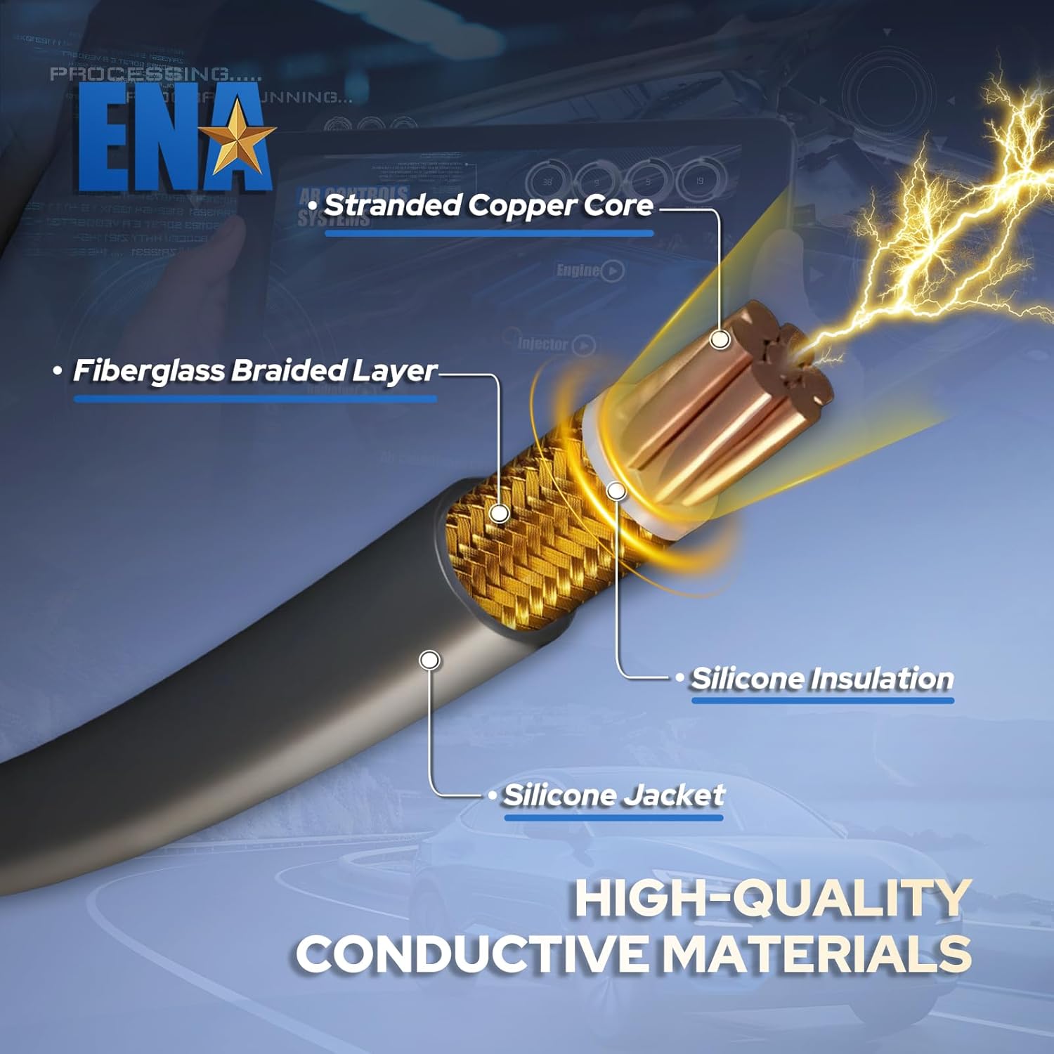 ENA Spark Plug Wire Set 6.2 Compatible with Ford F-250 F-350 Super Duty V8 6.2L F250 F350 2017 2018 2019 2020