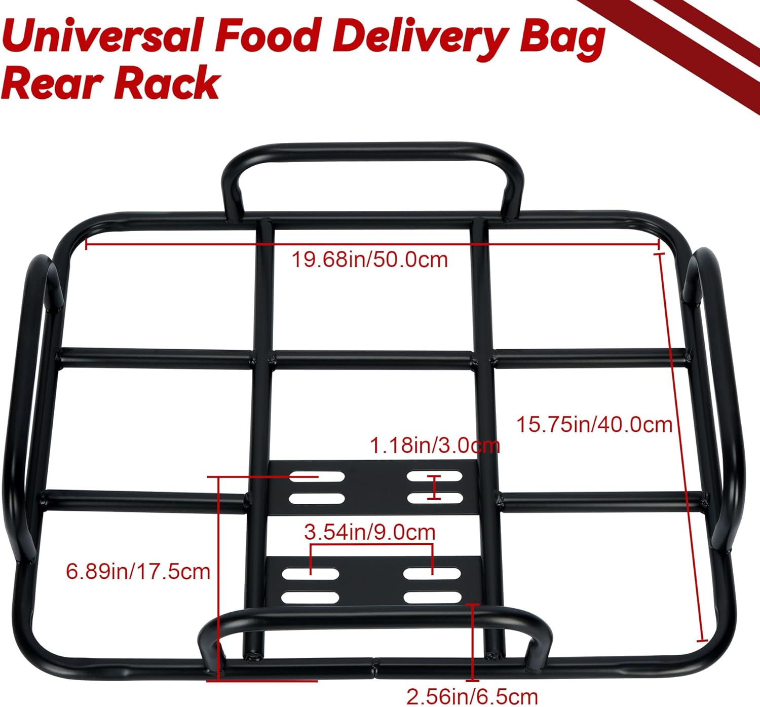 Food Delivery Box Rack Rear Grille, 80kg Loading Delivery Food Box Rack with Guardrail Delivery Food Bag Rack Universal for Motorcycle Electric (inner diameter 50/40)