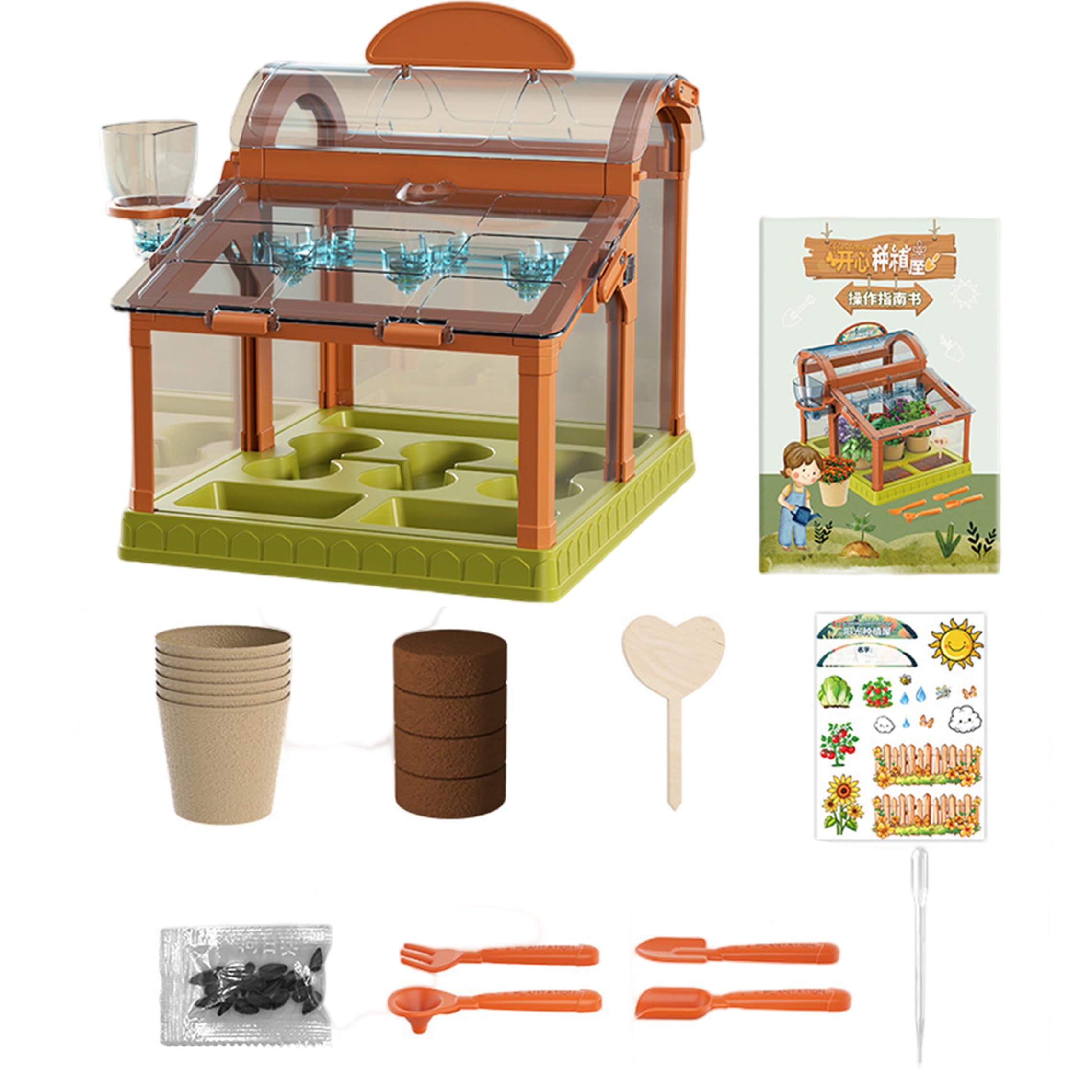 Kit de cultivo de plantas para niños, mini invernadero completo con luz LED de cultivo y herramientas, kit educativo de de plantas de interior para el hogar y la escuela