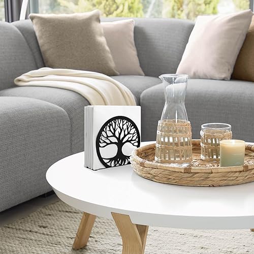 Miniatura 7 de MSJGA Servilletero para mesa de comedor, servilletero vertical de acero inoxidable para cocina y encimera, moderno soporte de papel de metal negro