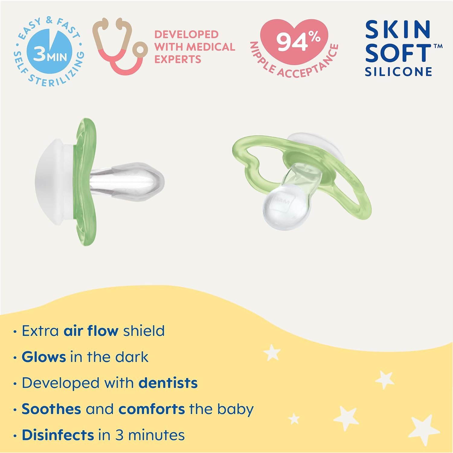 MAM Air Night Pacifiers (1 Case), Sensitive Skin Angola Ubuy
