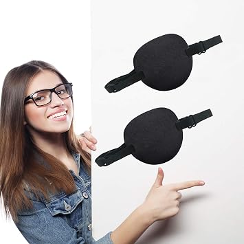 2 Eye Patch Set, Medical Eye Patch Comfortable Pirate Eye Patch with Adjustable Buckle to Treat Lazy Eye Amblyopia Strabismus for Adults