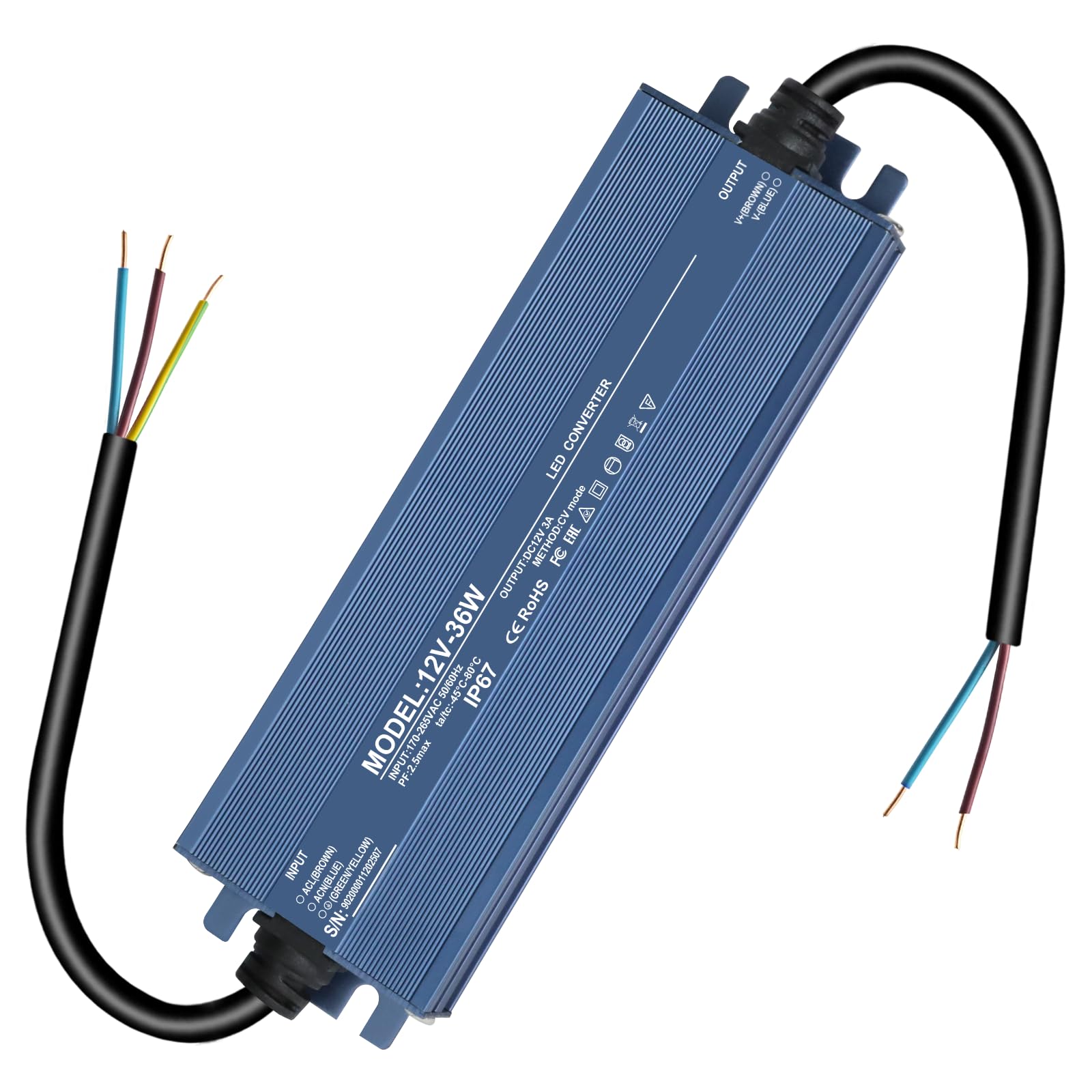 LED Trafo 12V 3A IP67 Wasserdicht - 36W Netzteil Für LED Beleuchtung, Flimmerfrei & Leise