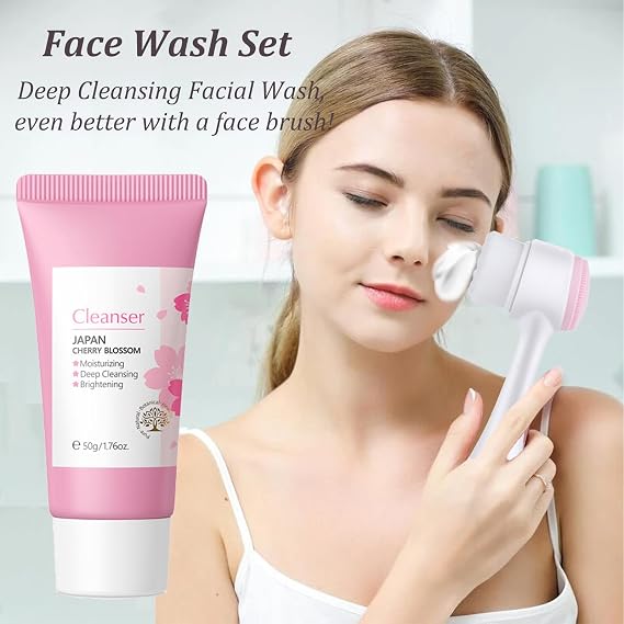 Skin Care Sets & Kits Sakura, Skin Care Sets For Teenagers, Gifts For Teenage Girls Pamper Sets For Women Basic Skin Care Moisturizing Set With Mud Mask, Cleanser, Serum, Cream