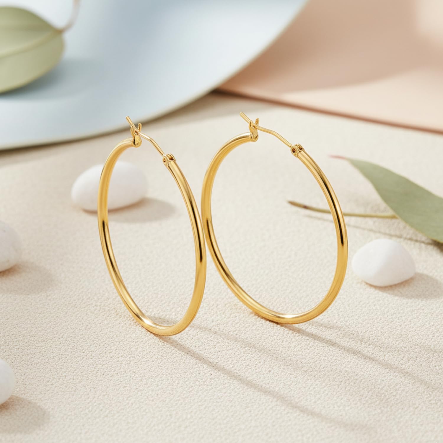 14K Gold Earrings for Women 14K Gold Hoop Earrings for Women Gold Hoop Earring for Womens Hoops Lightweight Classic Hoops Earring for Womens 12/14/16/18/20/25/30/35/40/45/50mm