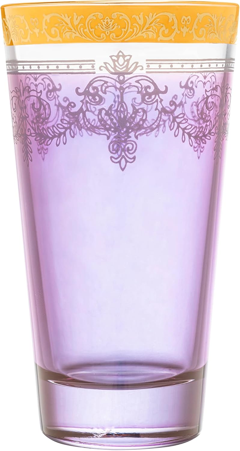 Lorren Home Trends Highball Set of 6 Multicolor with Gold Band