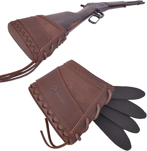 Tas Trost Almohadilla reductora de retroceso de lona de cuero para rifles, escopetas, almohadilla antideslizante de culata