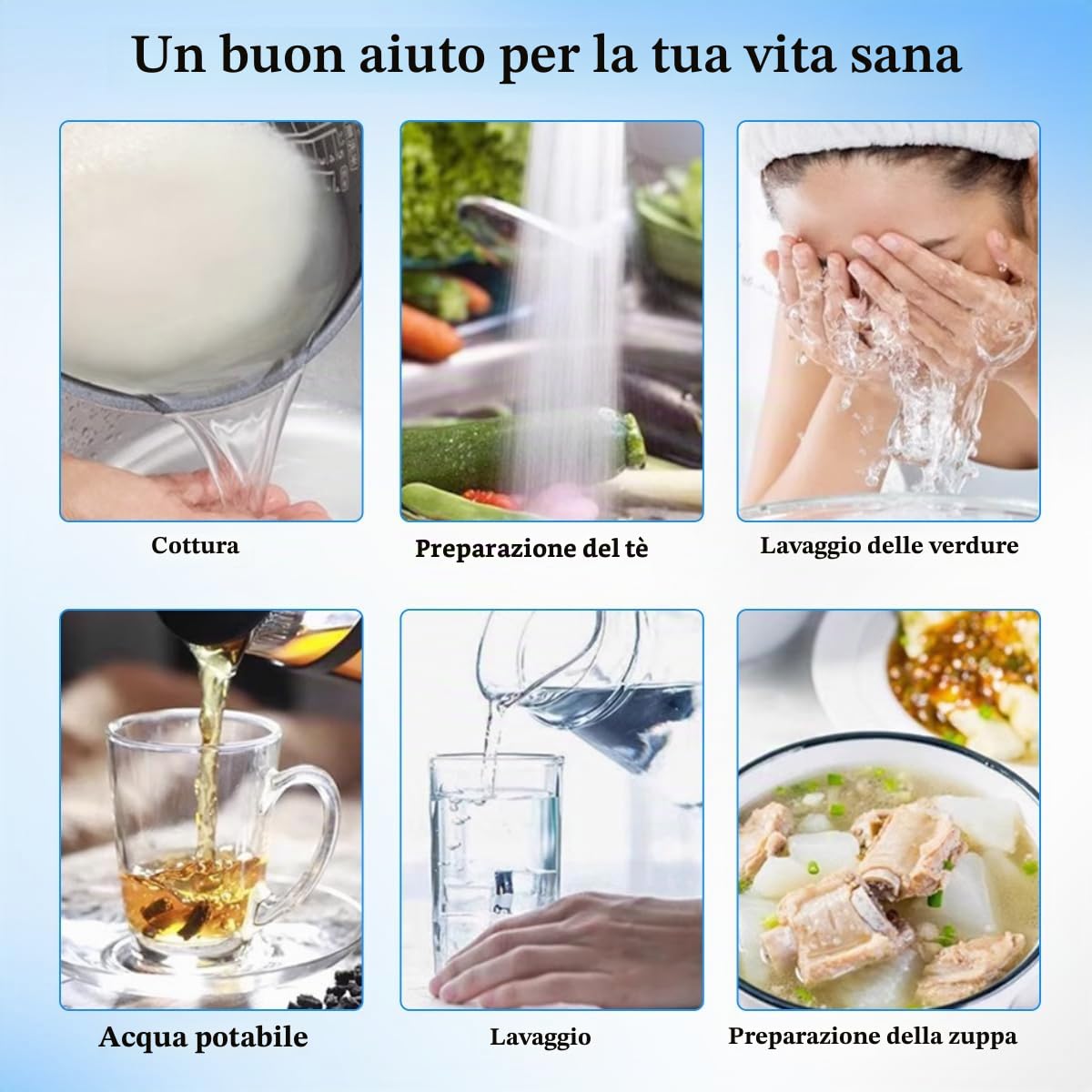 3 filtri per rubinetto rubinetto girevole a 360° filtro dell'acqua con 10 elementi filtranti in cotone PP, filtro universale anticalcare, rubinetto, estensione del rubinetto per cucina e bagno