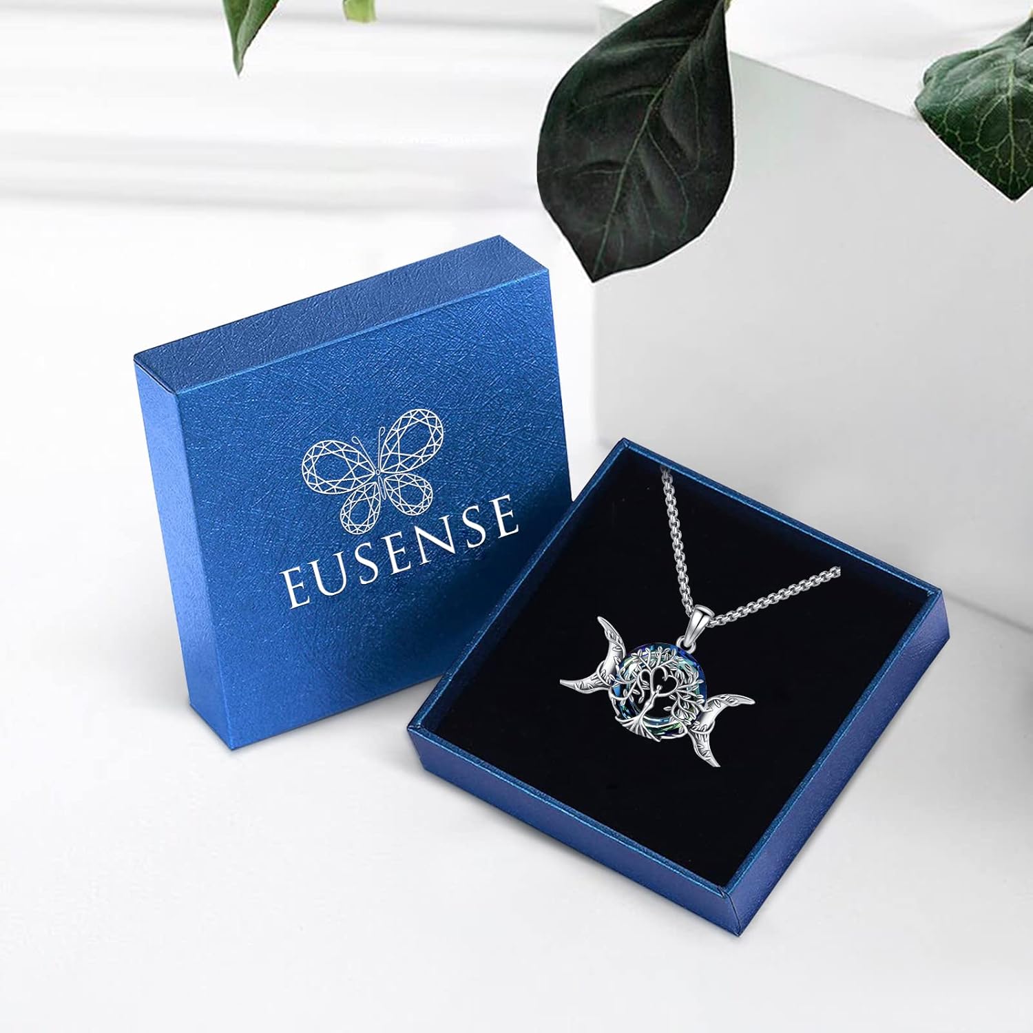 Eusense Tetragrammaton Nudo De Bruja Plata 925 Original Lilith Necklace Triple Moon Goddess Necklace Witches Knot Necklace Moon Phase Necklace 925 Sterling Silver Pendant Witchy Jewelry for Women Men - Image 3