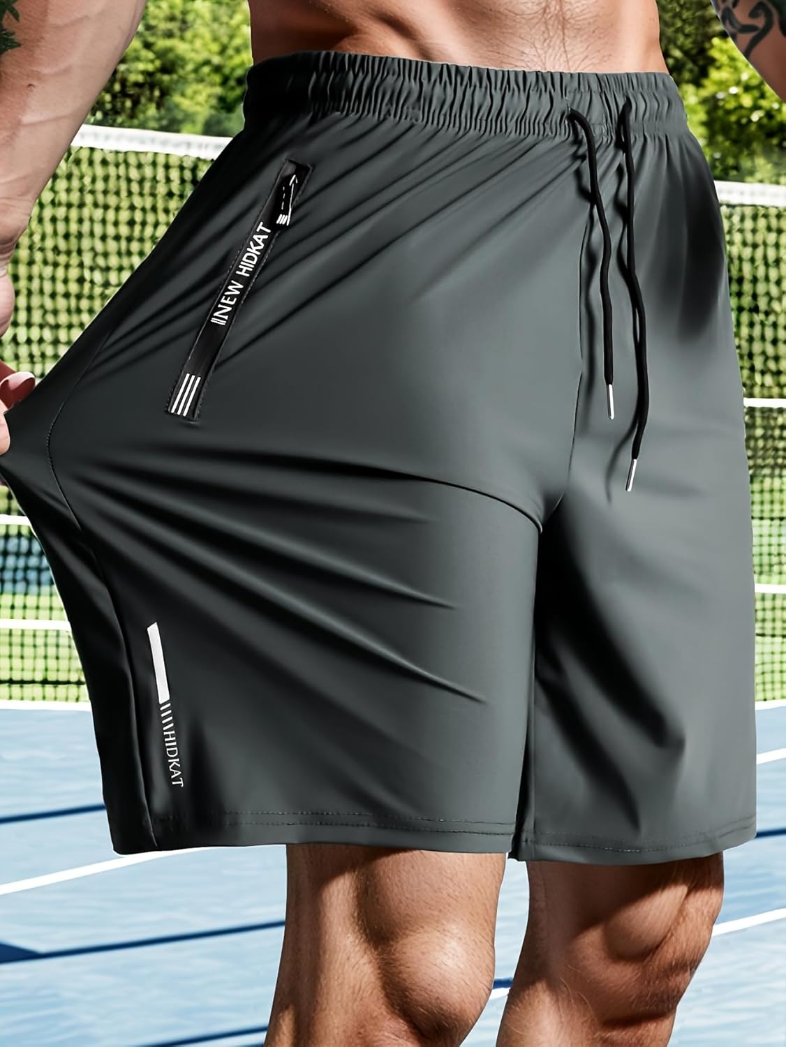 Men's Quick-Dry Workout Shorts with Zipper Pockets, Lightweight Running Gym Shorts for Men, Athletic Training Jogging Shorts