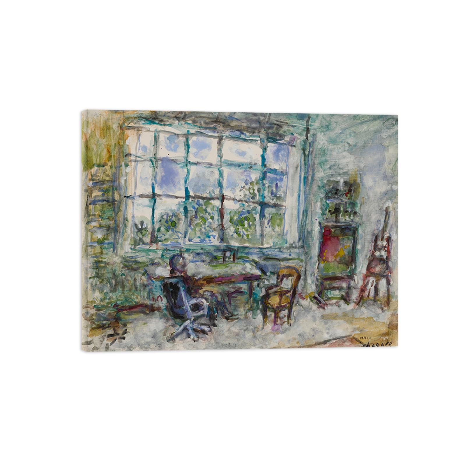 Impresión en Lienzo con Marco de Madera-Chgall Famoso Reproducción Cuadros en Lienzo-Taller-Pintura Artística Imagen Decoración Hogar 30x40cm12x16inch Enmarcado