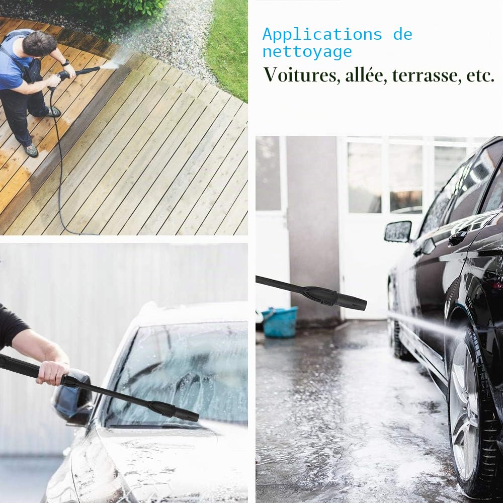 Lance Rotatif pour Karcher K2 K3 K4 K5 K6 K7 Nettoyeurs Haute Pression, Pistolet de Nettoyeur avec Buse Réglable Accessoire Jet Lance Turbo pour Kärcher K2 ~ K7 Série