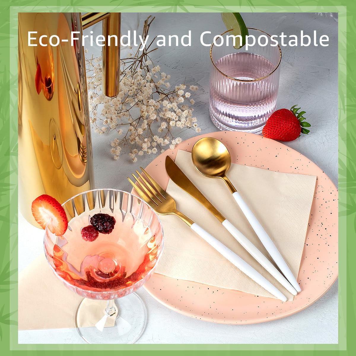 Everyday 100% Bamboo Compostable Napkins Disposable (1000-Pack) | Brown Disposable Napkins for Lunch, Dinner, Events & Entertaining | 2-Ply FSC Certified | Bamboo Paper Towels | 6.5 x 6.5 Inch