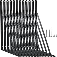Vista 23 de Paquete de 20 soportes de estante resistentes de 20 pulgadas de largo x 12 pulgadas de alto con tornillos, soportes de estante de metal, soportes