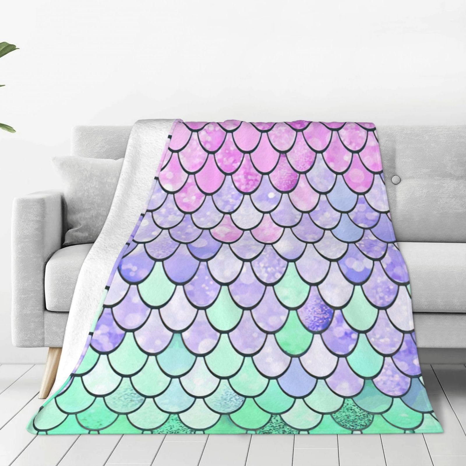 Couverture polaire chaude et légère en flanelle motif sirène