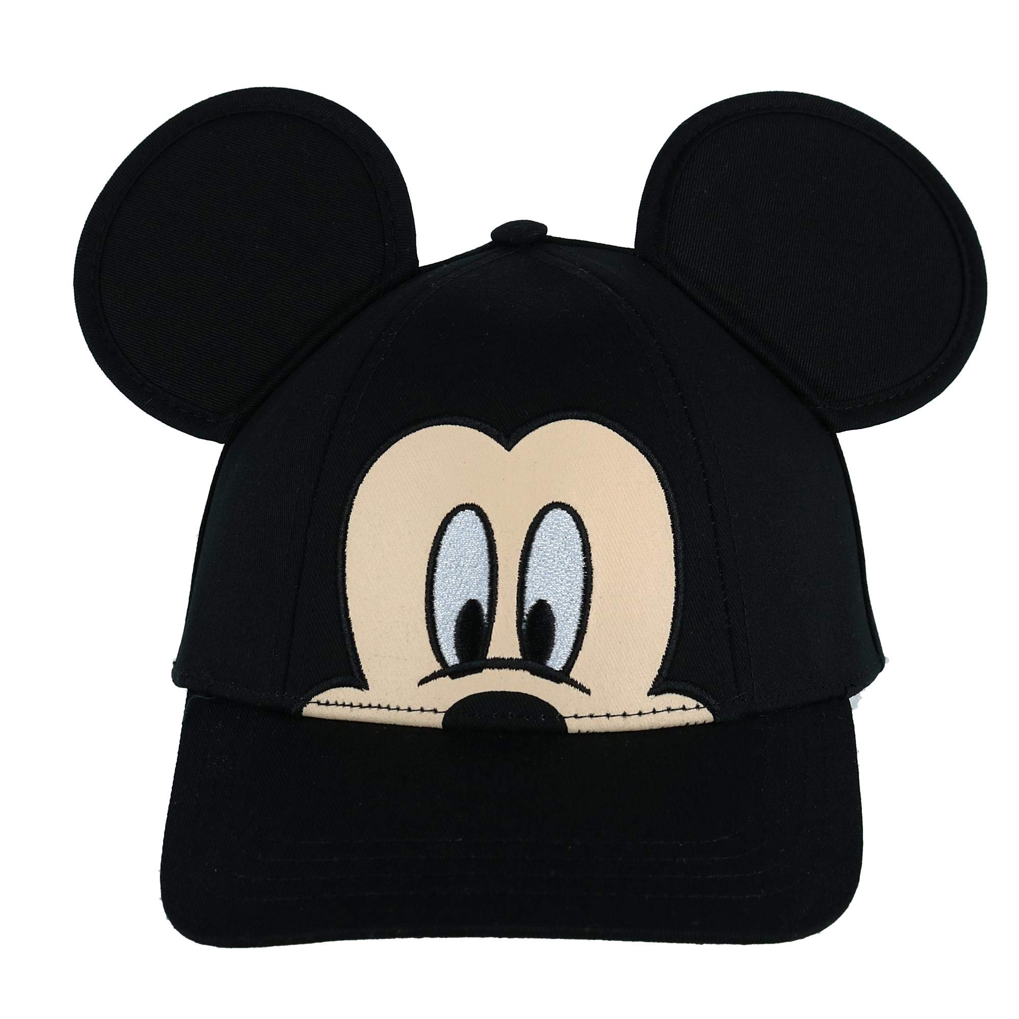 Jerry Leigh Black Disney Kids' Mickey Mouse Big Face Baseball Cap With 3D Ears,
