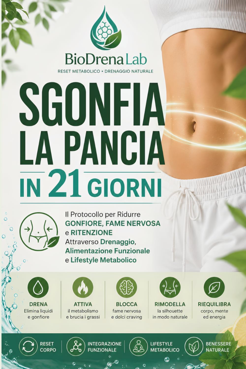 SGONFIA LA PANCIA IN 21 GIORNI: Il Protocollo per Ridurre Gonfiore, Fame Nervosa e Ritenzione Attraverso Drenaggio, Alimentazione Funzionale e Lifestyle Metabolico