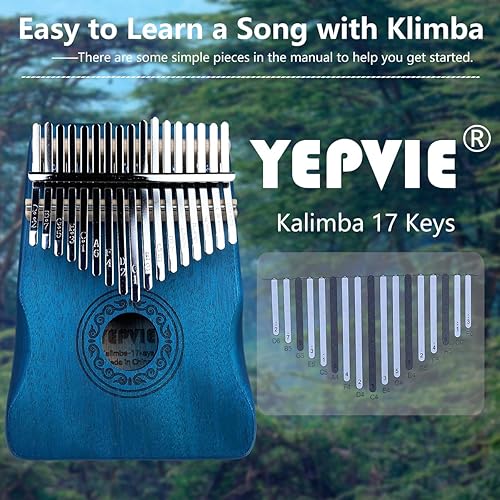 Miniatura 3 de YEPVIE Kalimba Instrumento profesional de 17 teclas, piano de pulgar Kalimba con herramientas de aprendizaje, instrumentos musicales únicos de piano
