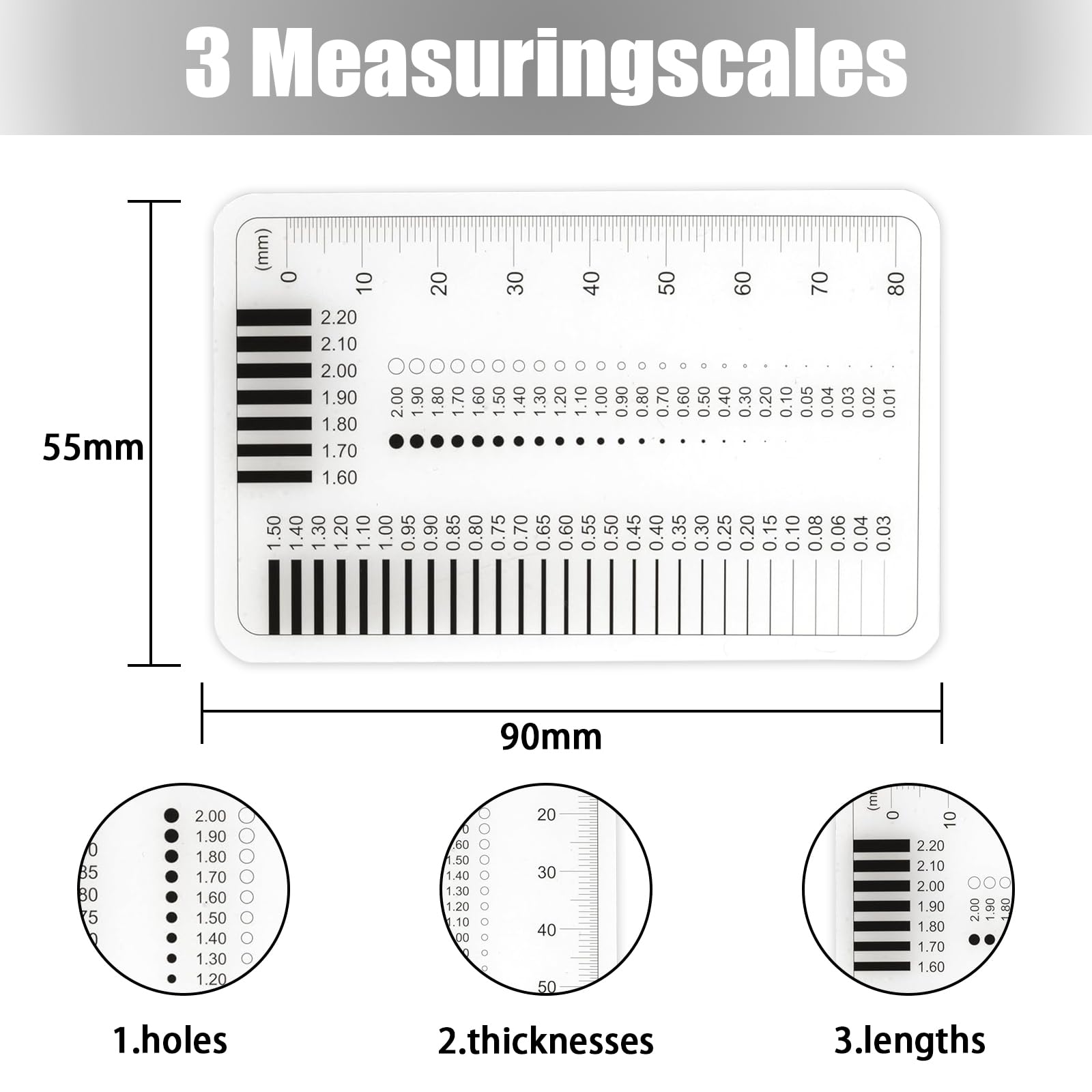 FCXQG 2 PièCes Regle FissuromèTre RèGle Transparente Pour Mesurer Et Enregistrer Les LéSions Et Les Fissures Sur Les Surfaces Planes En MaçOnnerie