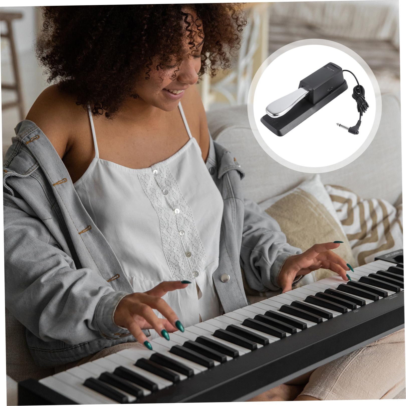 Pedal De Sustain y Resonancia Para Teclado Cable De 1,5 m Polaridad Ajustable