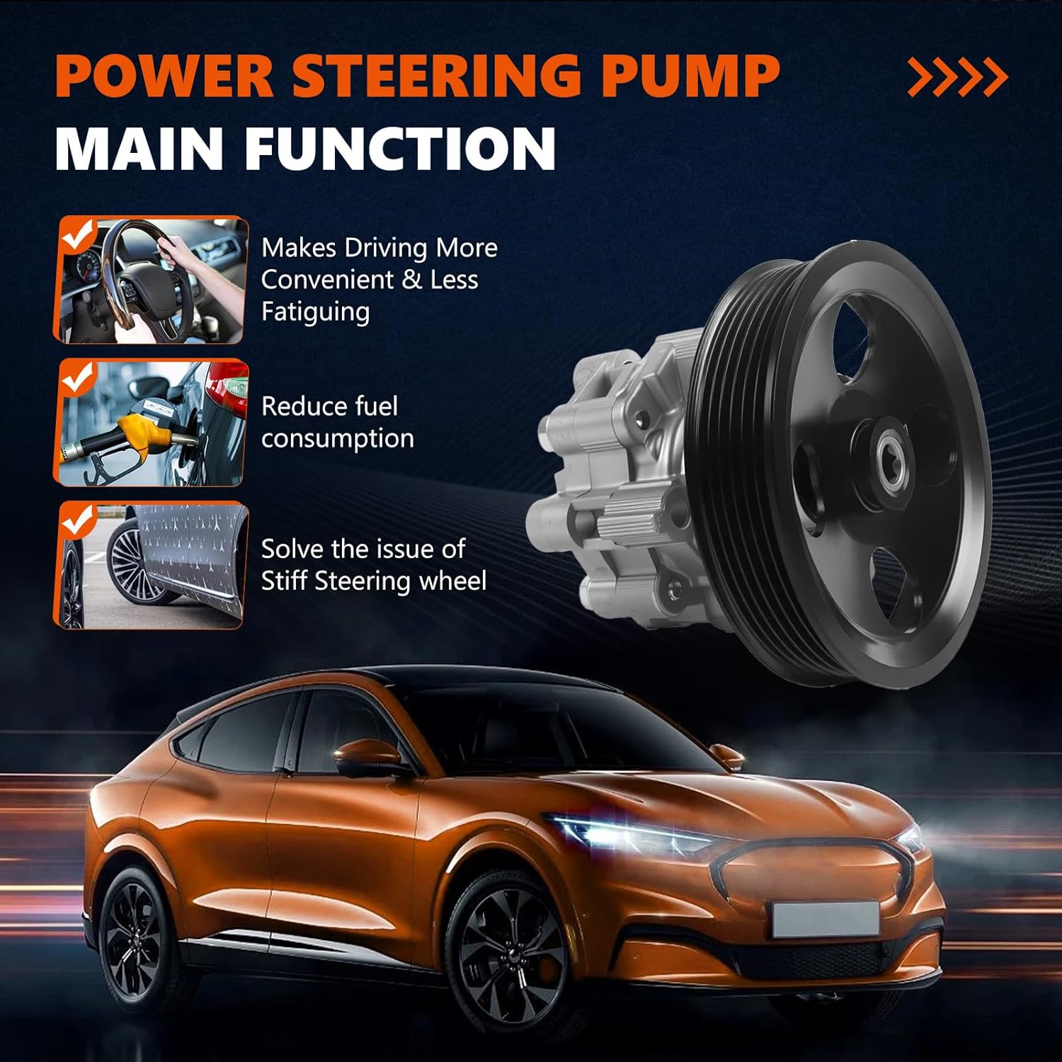 20-3022 Power Steering Pump with Pulley Fits for 2010 2011 2012 2013 2014 2015 Camaro 3.6L, OE-Quality Power Assist Pump, Replace OE 920-0141 13505832