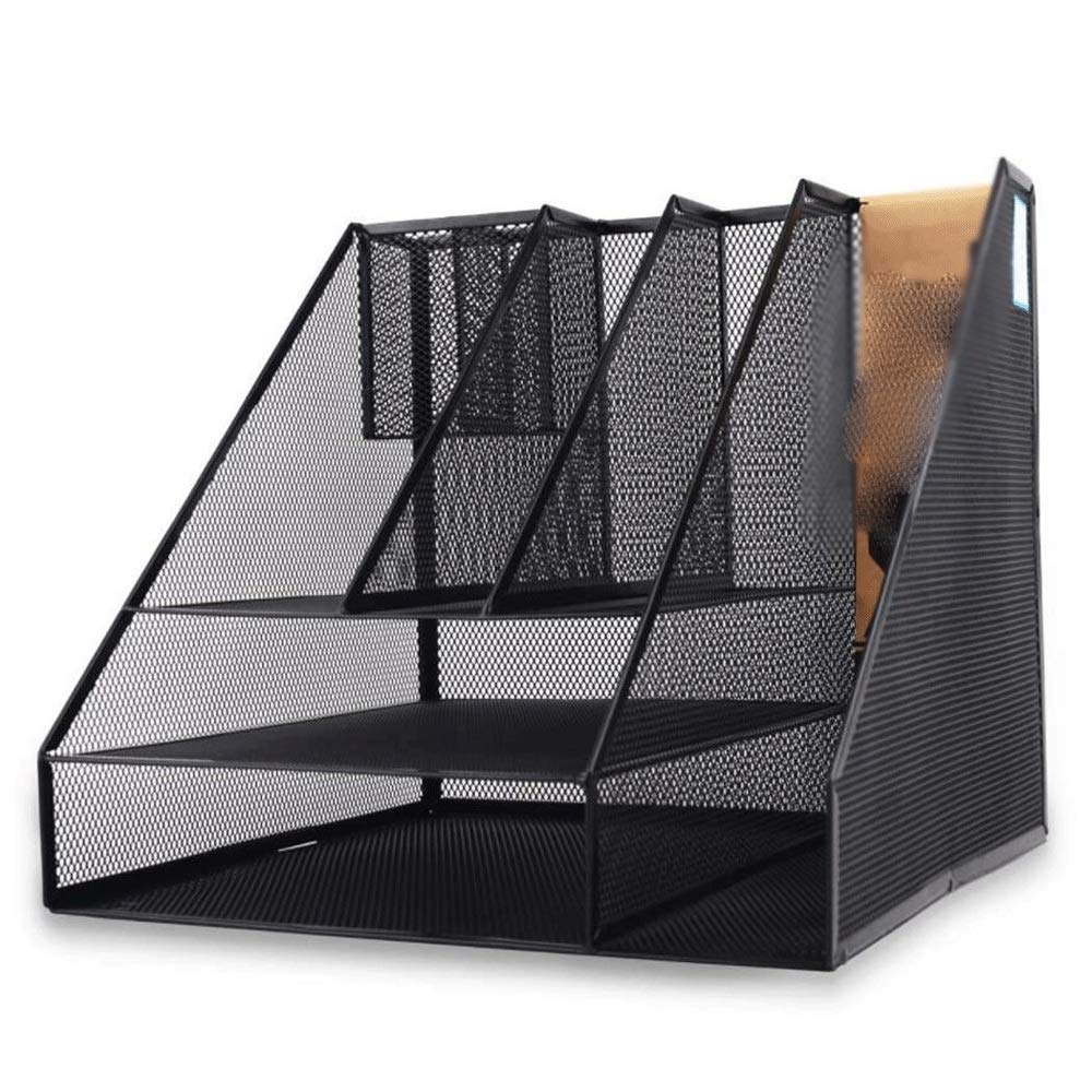 Organizzatore di file, armadietto per file, ecc. File Manager - Nero 3 Tier Mesh File Rack Desktop Storage Organizer Box File Divisori Rack Display