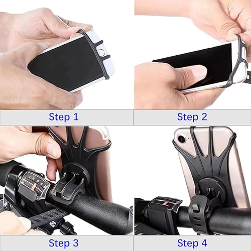 Miniatura 5 de Soporte de teléfono para bicicleta, manillar de motocicleta, soporte de silicona de rotación de 360, abrazadera de teléfono celular, clip de