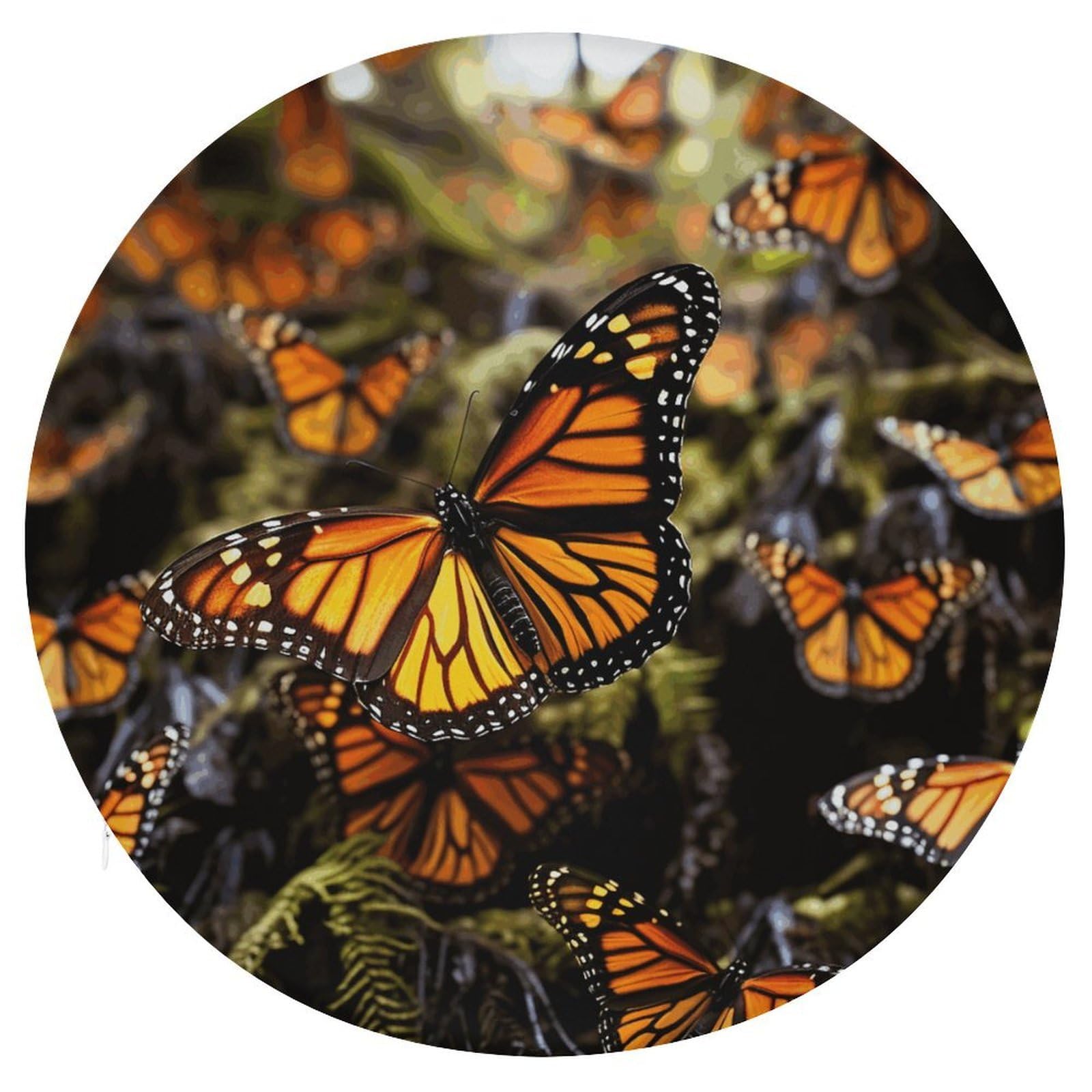 VstaDank Heaps of Orange Monarch Butterflies Round Cushion Memory Foam Seat Cushions 15In Comfort Meditation Floor Pillow Anti Slip Soft Stool Cushion Chair Pad for Tatami Living Room Yoga