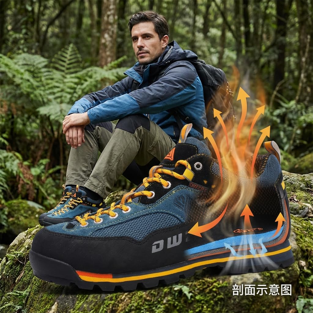 SANANG Uomini Scarpe da Trekking all'aperto, Sport Pelle Alpinismo Trekking Caccia Scarpe Sportive