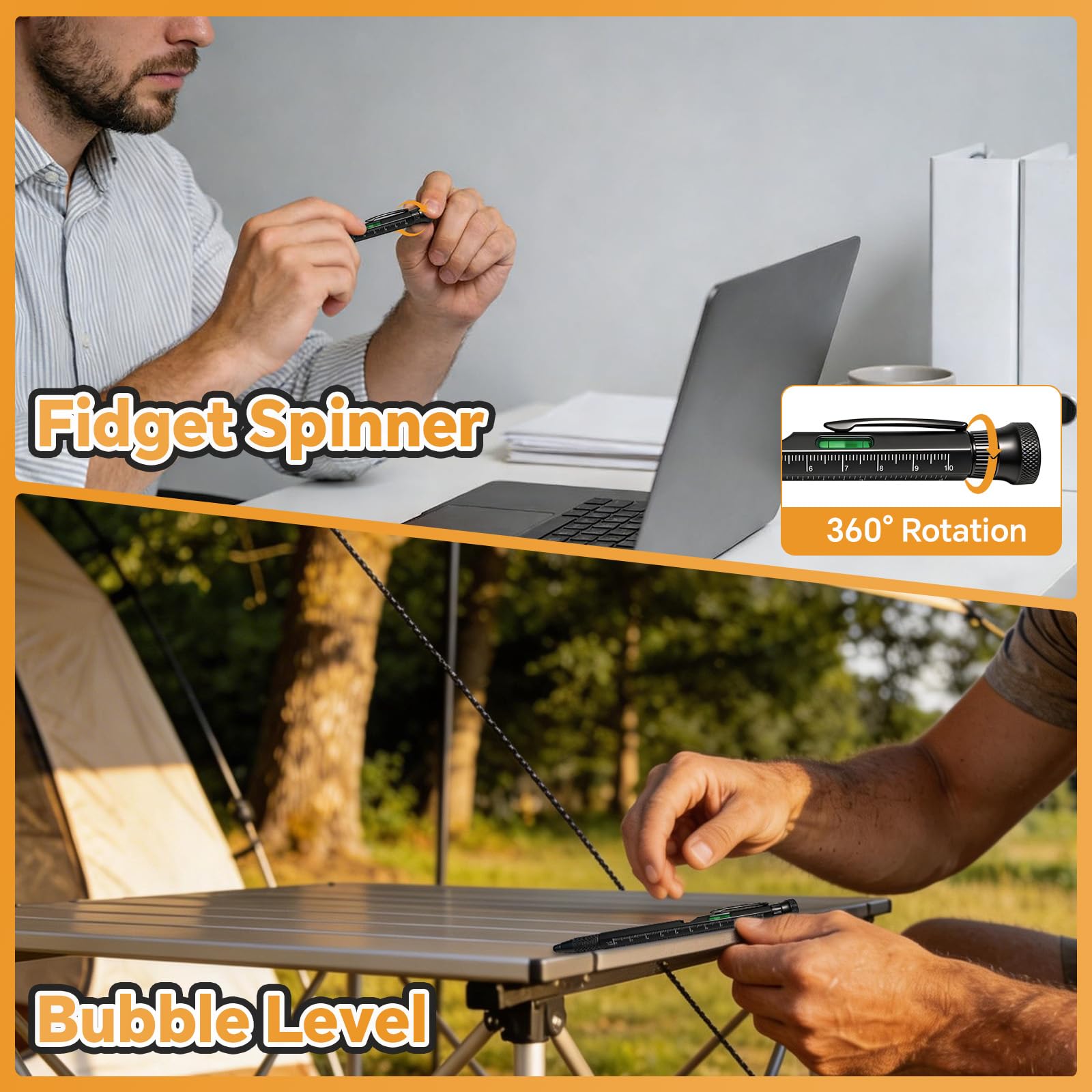 Penna Multifunzione 12 in 1 Gadget Uomo, Strumento Fidget Antistress