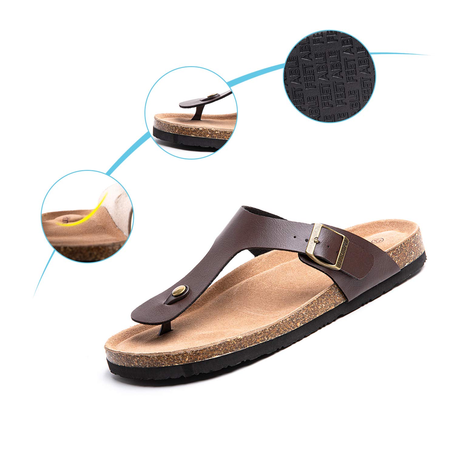 Hitmars Ciabatte Uomo Sandali Estate Basse Infradito da Spiaggia All'Aperto da Acqua Mare Regolabile Fibbia Punta Aperta Regolabile Nero Blu Marrone Cachi EU39-EU47