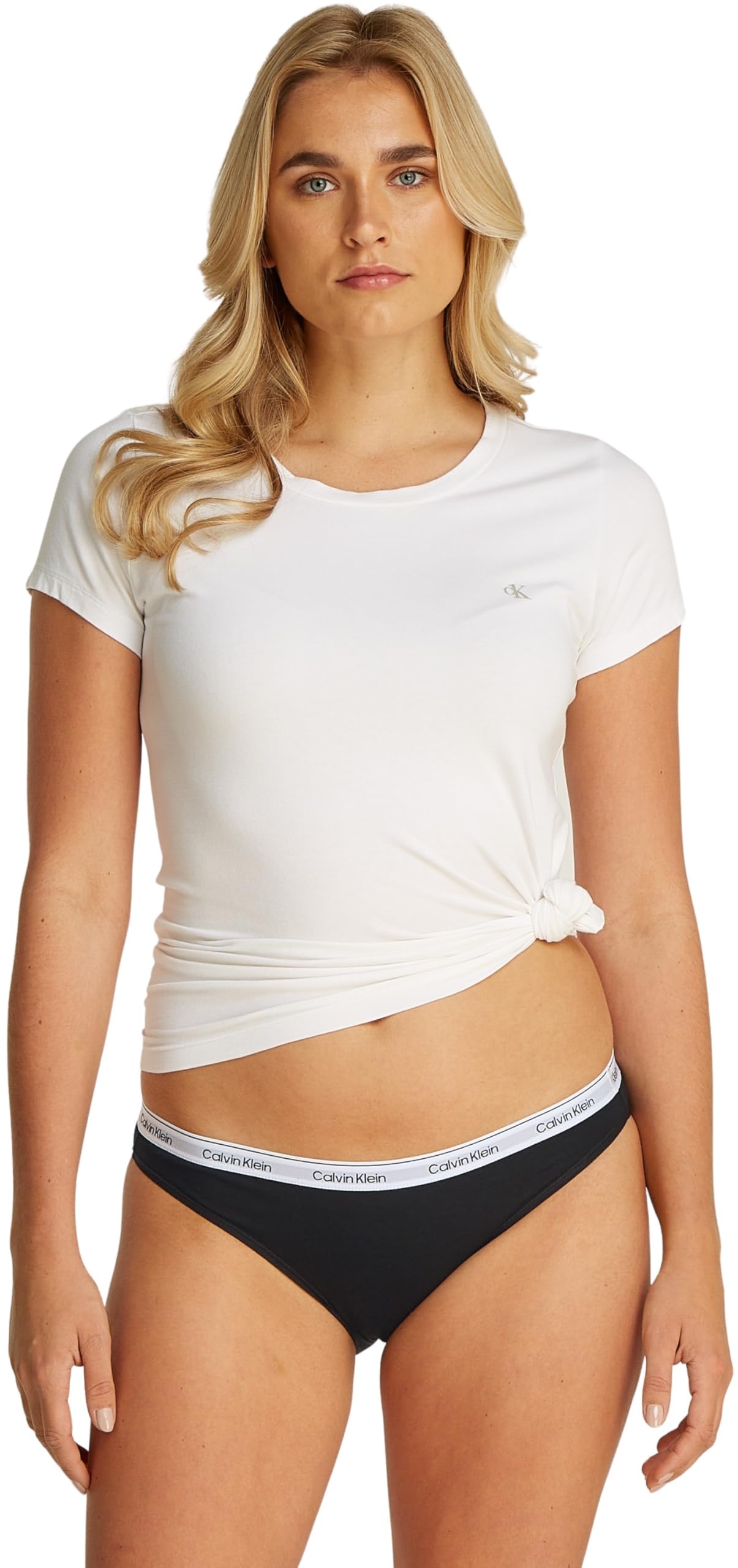 Calvin Klein Slip Donna CK Confezione 5 Pezzi Mutande Elastico a Vista Cotone Elasticizzato Articolo QD3586E Bikini 5PK
