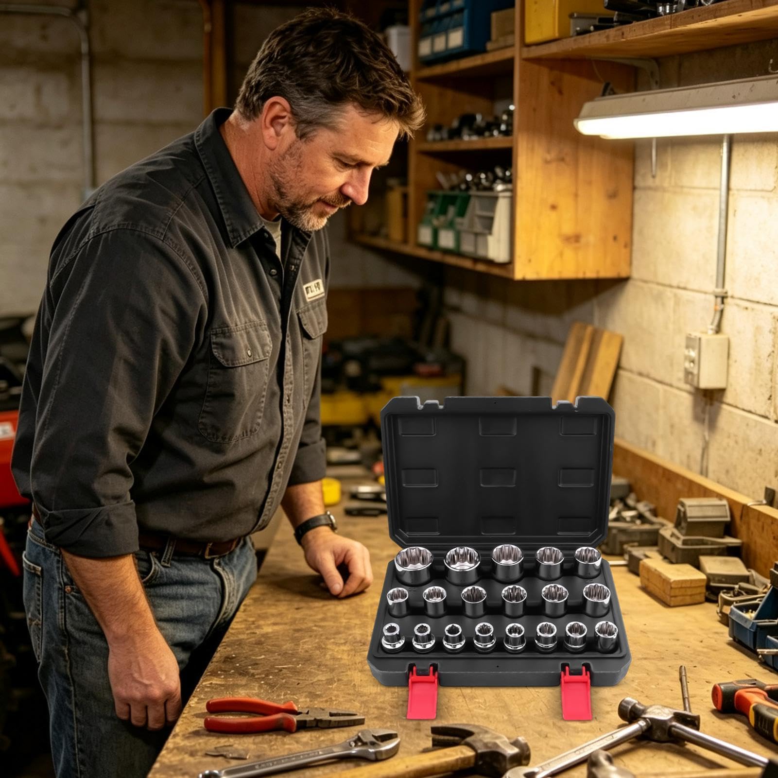 Bujes de trinquete métricos caja de 19 piezas métrica 1/2 pulgadas