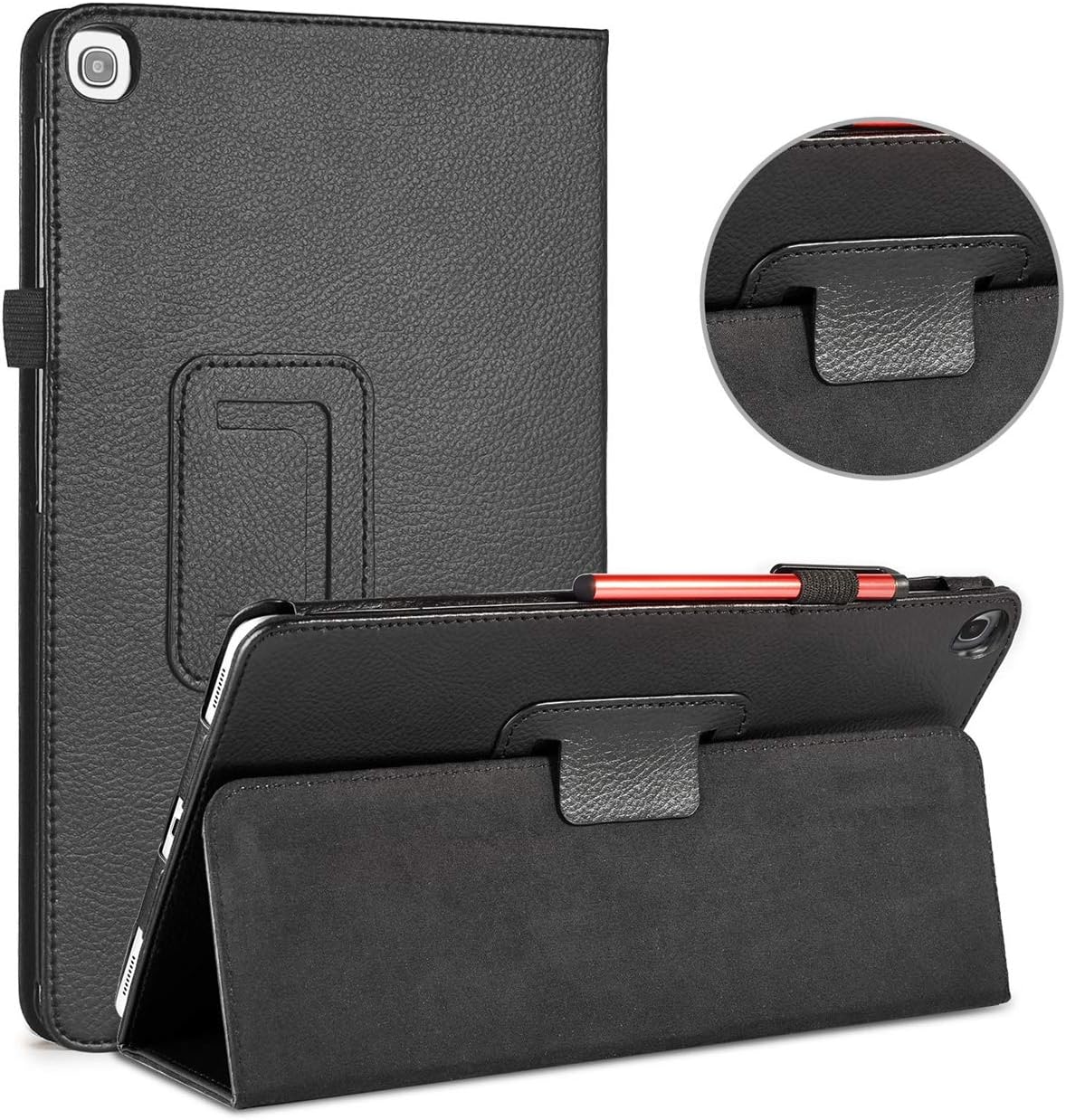 CaseBing Samsung Galaxy Tab A 10.1 2019 Case,Folding Stand Leather Slim Shockproof Full-Body Case Cover for Samsung Galaxy Tab A 10.1 Inch SM-T510/SM-T515 2019 Release Tablet-Black