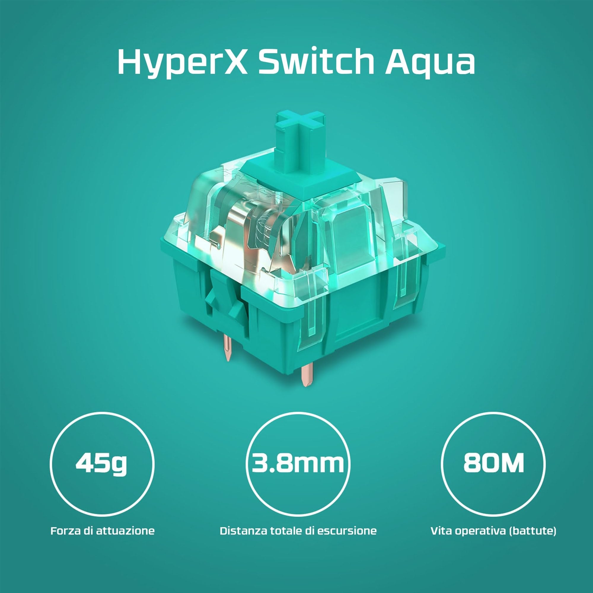 HyperX Alloy Origins Core PBT, Tastiera Meccanica da Gaming Cablata, Illuminazione RGB, Telaio Alluminio, 80 Milioni di Pressioni, Copritasti presenti, 3 Dispositivi Collegabili, Layout Inglese, Nera
