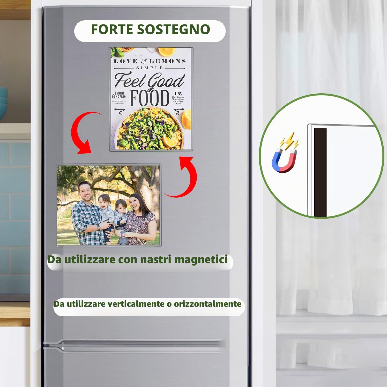 Confezione da 20 supporti murali magnetici A4 - Protezioni rigide con bande adesive e magnetiche - Supporto murale in plastica per ufficio, negozio, casa, finestra