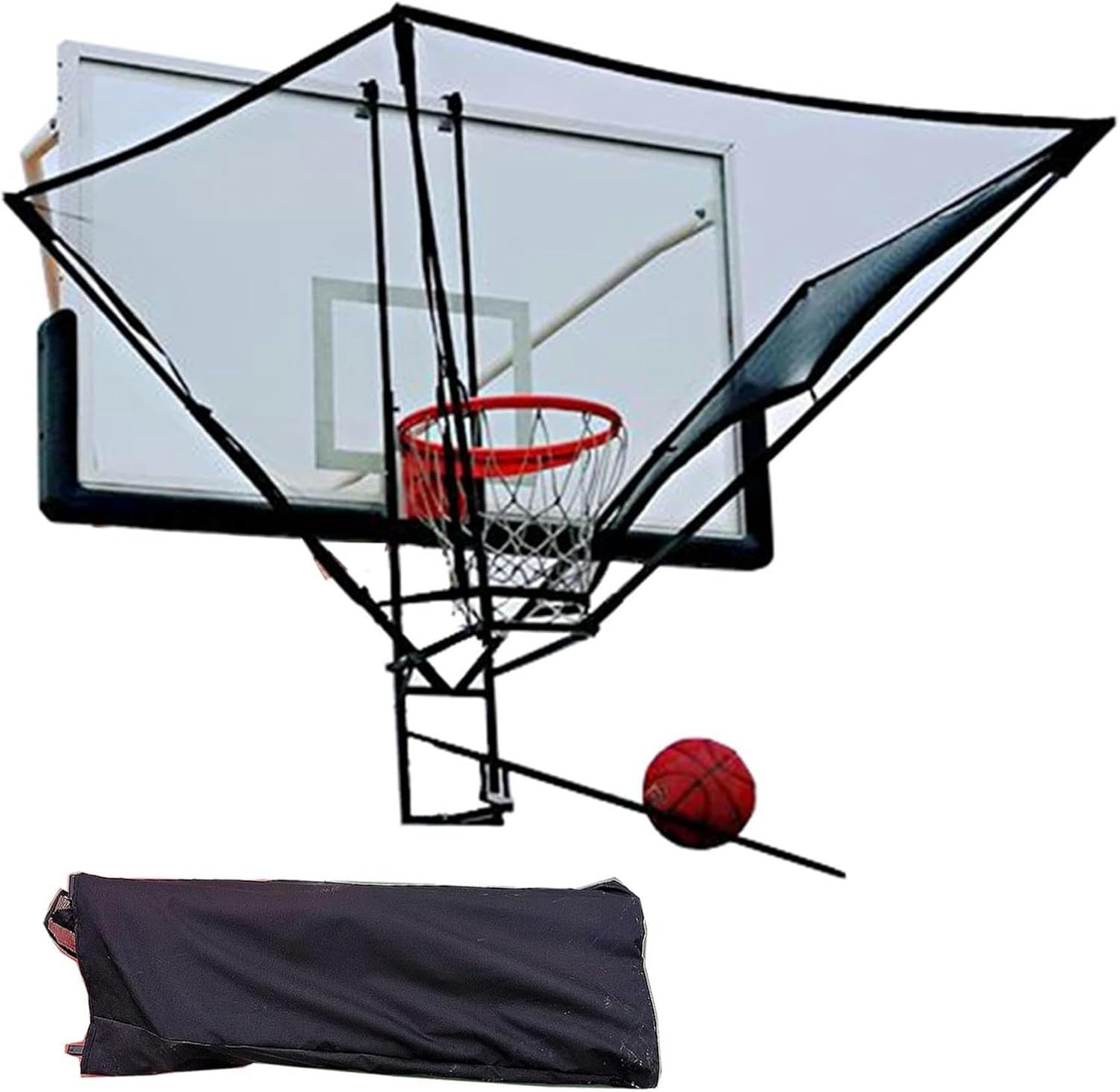 Retorno de tiro de baloncesto portátil con red de rebote giratoria y bolsa de transporte