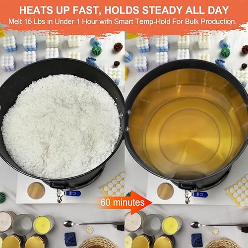 Miniatura 6 de Leerie D15 - Derretidor de cera comercial digital de 30 libras para hacer velas, olla de fusión de cera de vela grande con control preciso de