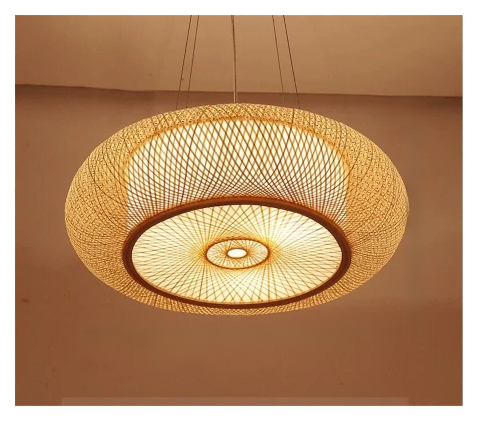 Pendant Lights Shade Round Natural Handmade Retro Classics Wicker Pendant Light, Rattan,Hanging Lampshade(50CM)